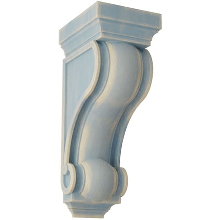 Ekena Millwork 6"W x 7 1/2"D x 16"H Devon Traditional Wood Vintage Decor Corbel, Driftwood Blue CORWD06X08X16DEBU